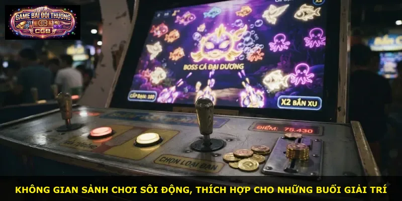 Không gian sảnh chơi sôi động, thích hợp cho những buổi giải trí